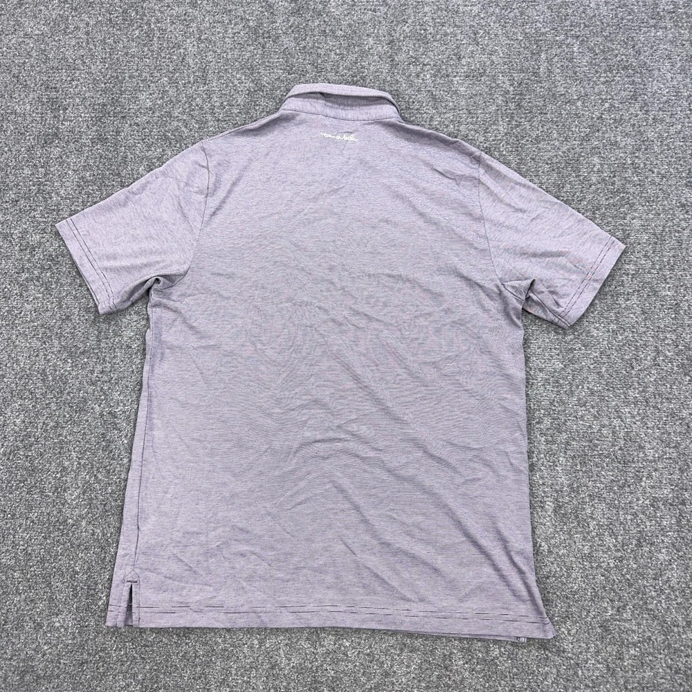 TravisMathew Polo Shirt Mens L Purple Striped Pima Cotton Polyester Golf Knit - Picture 9 of 10